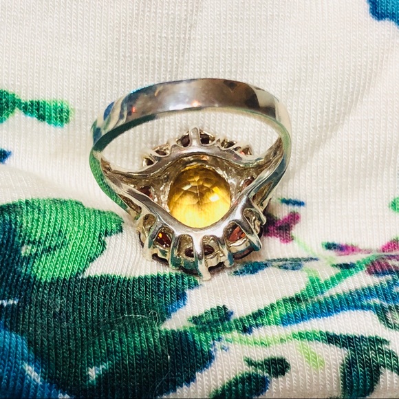 Sterling Silver Cocktail Ring Large Citrine Gem - Picture 7 of 8